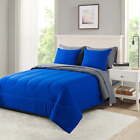 7-Piece Reversible Blue Queen Size Bed in a Bag Comforter Set with Sheets Home