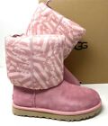 UGG Classic Short Jersey Stripe Suede Boots Winter Pink Women Size 1138431 BLUS