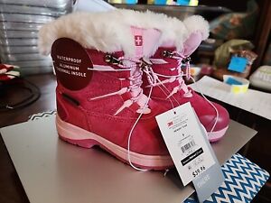 New Size 9 Girls Snow Boots Waterproof And Memory Foam
