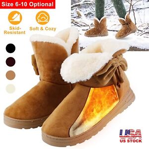 Women Snow Boots Mid-Calf Winter Shoes Thickened Plush Warm Shoes Anti-slip