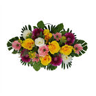 27.5 inch Home Outdoor Artificial Floral Headstone Saddle Poppy & Rose Flowers