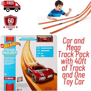 40 Feet Hot Wheels Kids Car Toy Stunt Track and Builder Pack w/ Racing Play Set