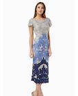 Size 18W - JS COLLECTIONS Silver & Blue Lace Soutache Embroidered Dress