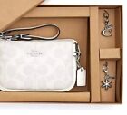 COACH Boxed Nolita 15 Handbag Signature Pouch Charms Glacier White CN045 $218