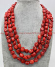 Genuine 8x10mm Natural Irregular South Sea Red Coral Beads Necklace 18-100