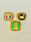 3 PCS Miami Hurricanes NCAA 18k GP Championship Ring, US SHIP 1989/91/2001