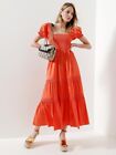 Tory Burch NEW Kleid Smocked Midi Dress Size L $448.00