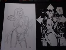 Vampirella Vampi & Sheena Jungle Girl 11 x 17 Original  Comic Art by Rai Drawing