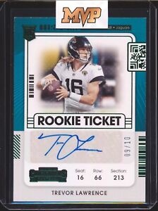 2021 PANINI CONTENDERS TREVOR LAWRENCE PREVIEW ROOKIE TICKET GREEN AUTO 9/10!