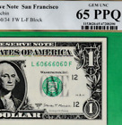 New Listing$1  BINARY FLIPPER  60666060  Serial Numbers  Federal Reserve note PCGS 65 PPQ