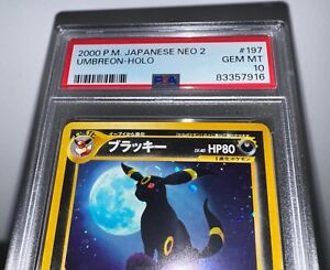 HALO SWIRL🌀 GEM MINT✨ 2000 Pokémon Japanese NEO 2 Umbreon 197 Holo PSA 10