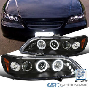 Fits 1998-2002 Honda Accord 2/4Dr LED Halo Projector Headlights Head Lamps 98-02 (For: 2000 Honda Accord EX 2.3L)