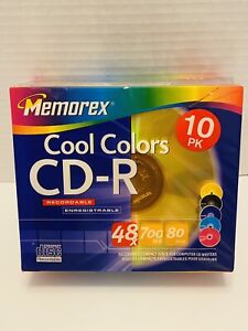 NEW Memorex Cool Colors CD-R 10 Pack 700 MB 80 Min 48X Music Blank Media CDs