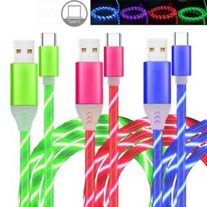 LED Light USB Fast Charging Cable Cord For Samsung S23 S22 Type C Charger Cord