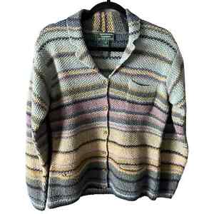Vintage Lauren Ralph Lauren multicolor wool hand knit striped cardigan small