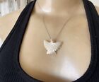 MOP Bird Necklace Delicate Vintage 60’s  Hand Carved Pendant Vintage Jewelry