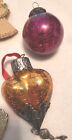 Vintage Kugel Style Large Heart Glass Ornament With Metal Casing Red Round Kugel
