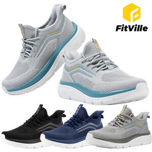 FitVille Men's Wide Walking Shoes Athletic Sneakers Lightweight Workout Slip-on