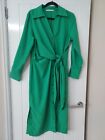 LADIES SMART GREEN BUTTON DOWN FRONT SHIRT DRESS WITH SIDE TIE SIZE 14