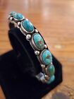 Antique Old heavy ingot coin Silver  Native American Turquoise Bracelet stamped