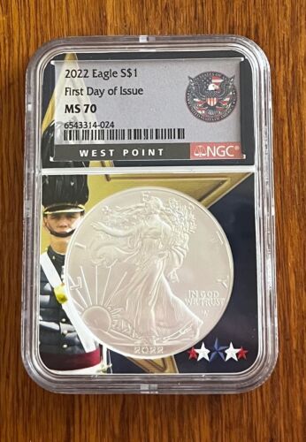 2022 $1 AMERICAN SILVER EAGLE NGC MS70 FIRST DAY OF ISSUE - WEST POINT