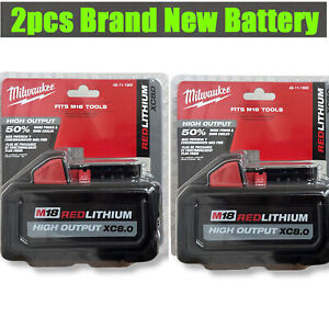 2PCS Milwaukee M18 48-11-1880 8.0 AH Battery XC High Output New In Packaging