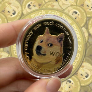 2 Pack Gold Dogecoin Coin Commemorative Coins Cute Dog Pattern Dog Souvenir Coin