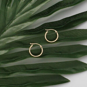 10K Gold High Polish Basic French Lock Hoops Earrings - Jewelry for Women/Girls