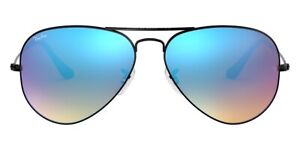 Ray-Ban Unisex Sunglasses RB3025 002/4O Black Aviator Blue Mirror Gradient 55mm