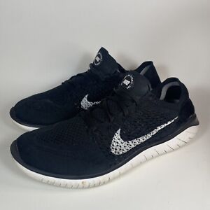 Nike Free RN Flyknit Running Shoes Men's Size 10.5 Black White Swoosh Running