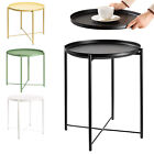 Round Anti-Rust Tray Metal Coffee End Table Sofa Side Table for Living Room