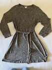 Women’s Time and Tru Long Sleeve Belted Hacci Dress Charcoal Size XL (16-18)