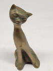 Vintage Mid Century Modern MCM  Solid Brass Siamese Cat Figurine Statue