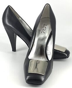 BCBG Paris Black Leather Yasman Pump Heel Shoes Size 9B - 39 -- NWOB
