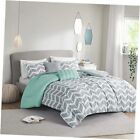 New Listing Cozy Comforter Set Geometric Design Modern All Full/Queen Teal Comforter