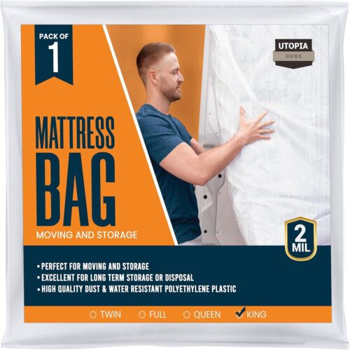 Mattress Bag for Moving and Storage 2 and 4 Mil Thick Plastic Cover Utopia Home