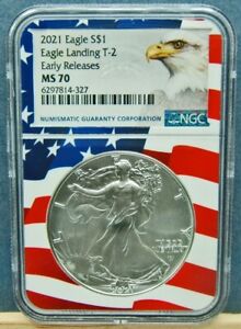 New Listing2021 Early Releases of the T-2  Silver American Eagle  NGC MS 70 Please 