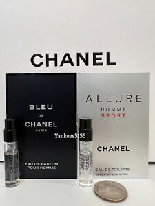 2 x Chanel: 1 Bleu de Chanel EDP & 1 Homme Sport EDT 1.5ml / 0.05oz each