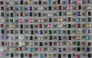 Wholesale Lots 32pcs Charming Jewelry Rectangle Cubic Zirconia Rhinestone Rings