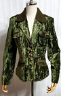 SPORTALM Emotion Rare Vintage Amazing Velvet Green Military Style Blazer Jacket