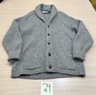 Vintage Pringle Scotland Wool Shawl Collar Cardigan Sweater Sz XL Fishing