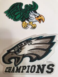 (2) Philadelphia Eagles Embroidered Iron On Patches Lot Patches  Patch Lot