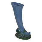 New ListingWeller Sydonia 1920s Vintage Art Pottery Blue Ceramic Cornucopia Bud Vase