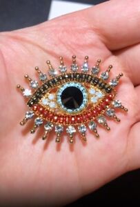 Beads Eye Brooch Fashion Enamel Party Office Pin Women Unisex Coat Jewelry Gift