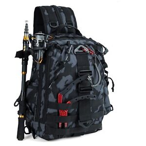 Night Cat Fishing Backpack with Rod Holder Fishing Tackle Storage Bag Waterproof