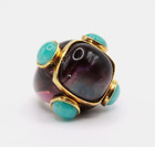 Angelique De Paris French Limited Edition Turquoise Chunky Statement Ring
