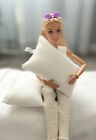 Barbie Doll Size Bed Pillows  Set Of 2 - Bedroom Dollhouses Diorama Fashion
