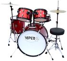 Drum Set Adult Size With Cymbals & Seat - Red