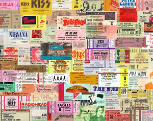 25/50 Rock Tickets Sticker Pack - Waterproof Vinyl - Beatles Springsteen Doors
