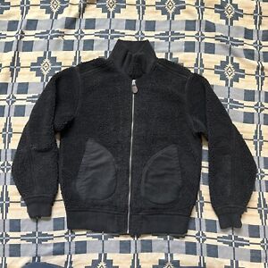 RRL Ralph Lauren Men's Black Full-Zip Mockneck High-Pile Poly Wool Fleece Jacket